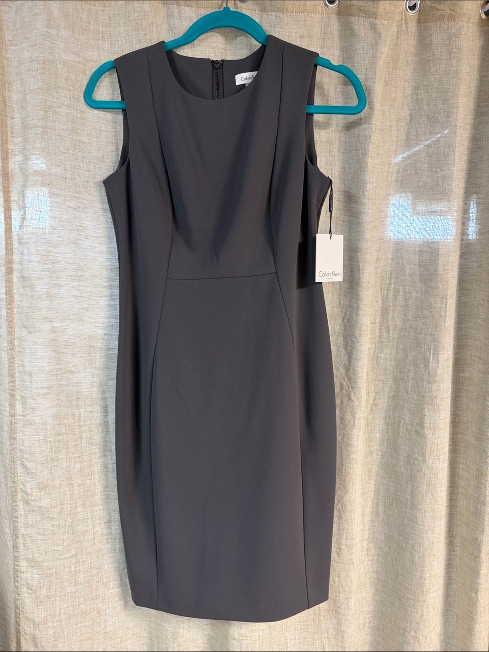 Calvin Klein Charcoal Sleeveless Midi Sheath Dress